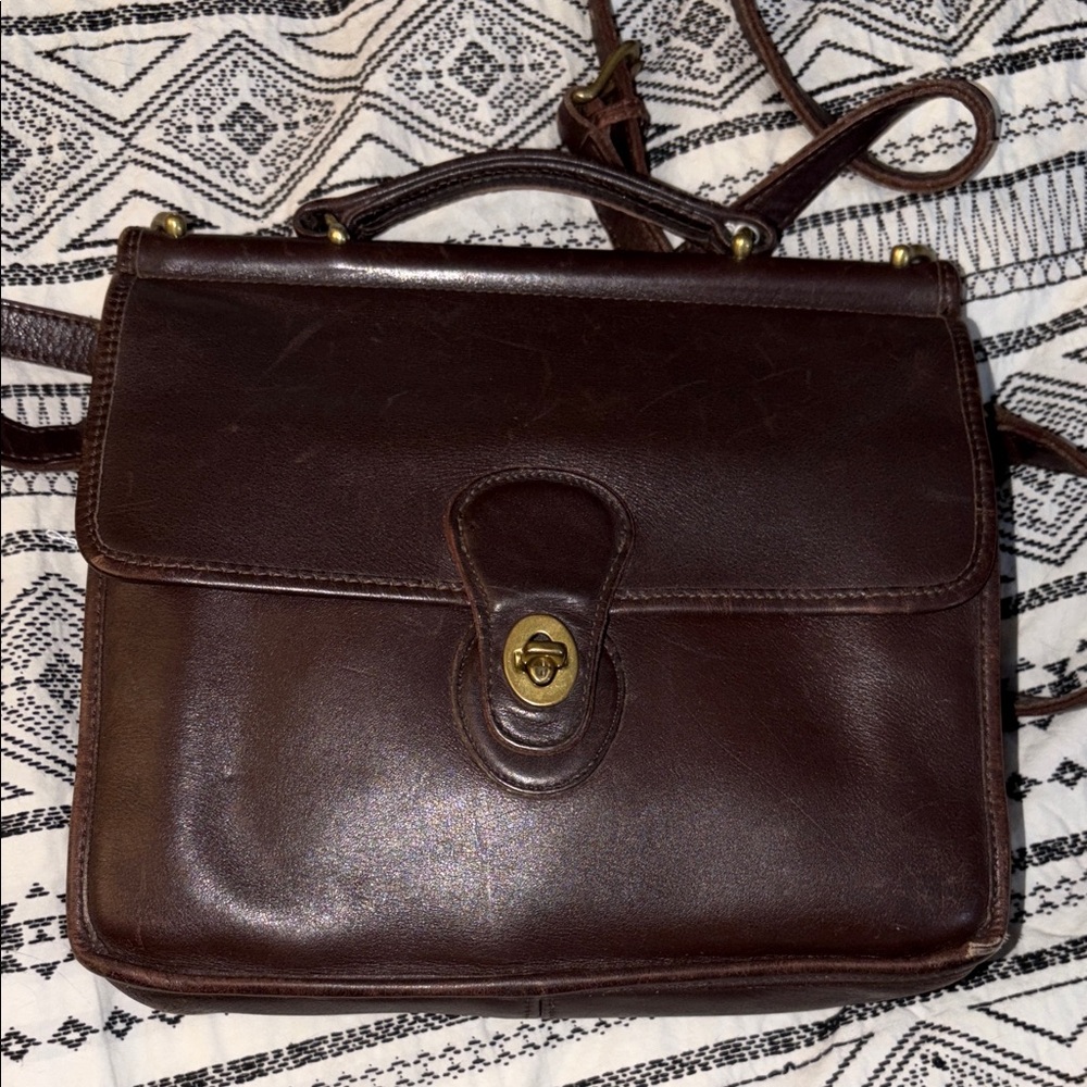 Classic Coach  vintage Willis Brown Leather Satchel Crossbody